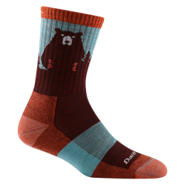 Darn Tough Bear Town Micro Crew Lightweight with Cushion - Burgundy - S