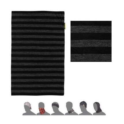 Multifunkční šátek Sensor tube Merino active pruhy černá/šedá